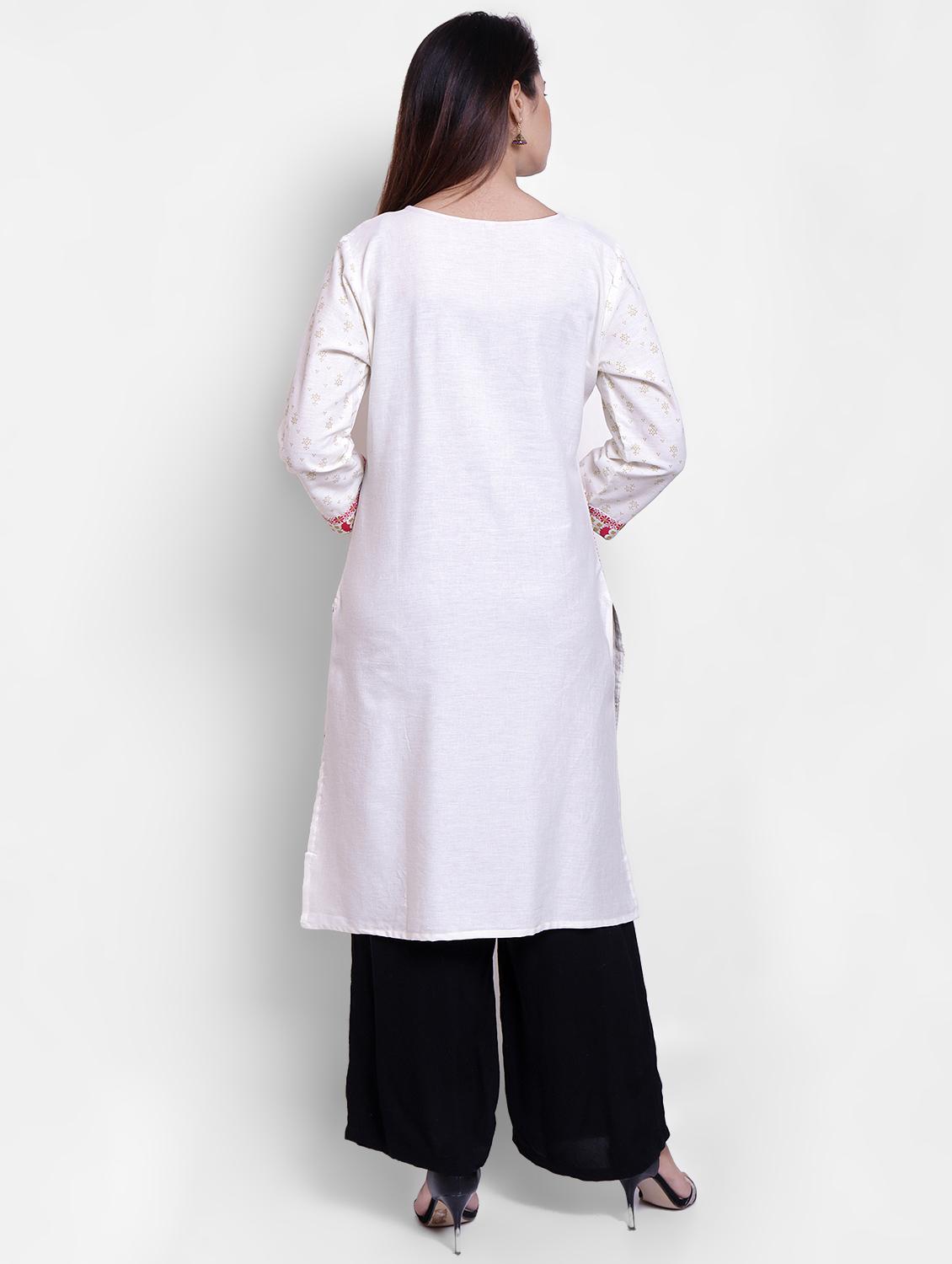 gold print straight kurta - 16738476 - Zoom Image - 3