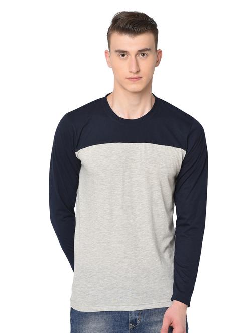 grey color block t-shirt - 16738514 - Standard Image - 1