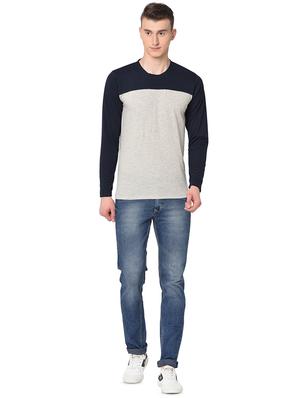grey color block t-shirt - 16738514 - Standard Image - 4