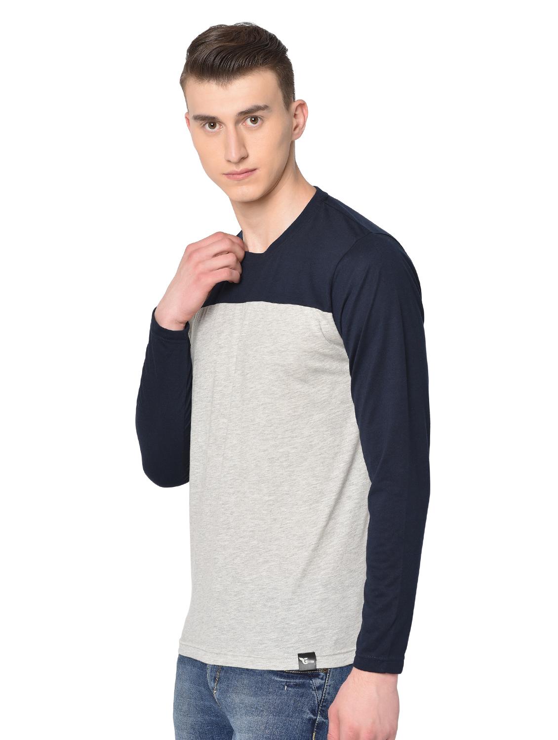 grey color block t-shirt - 16738514 - Zoom Image - 2