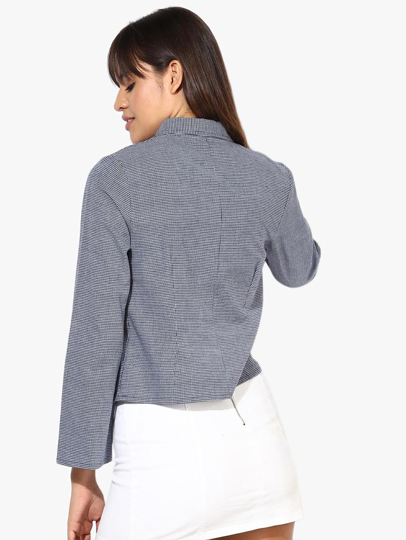 asymmetric placket checkered top - 16738555 - Zoom Image - 3