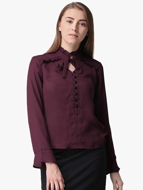 tie up neck frill detail top - 16738556 - Standard Image - 1