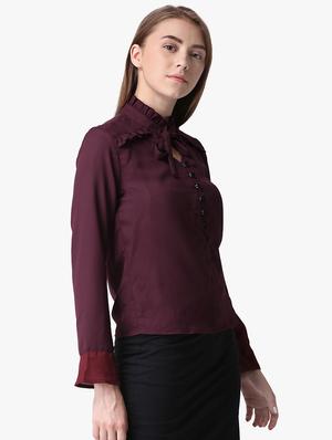 tie up neck frill detail top - 16738556 - Standard Image - 2