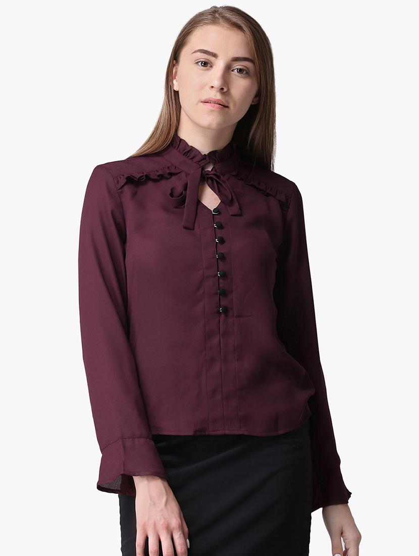 tie up neck frill detail top - 16738556 - Zoom Image - 1