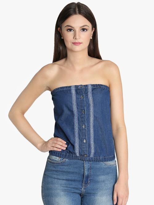lace detail tube blouson top - 16738557 - Standard Image - 1