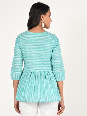 striped a-line kurti - 16738580 - Standard Image - 3