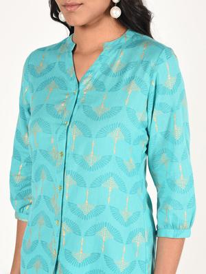 gold print straight kurti - 16738583 - Standard Image - 5