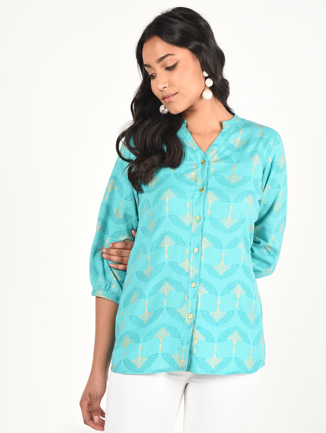 gold print straight kurti - 16738583 - Zoom Image - 2
