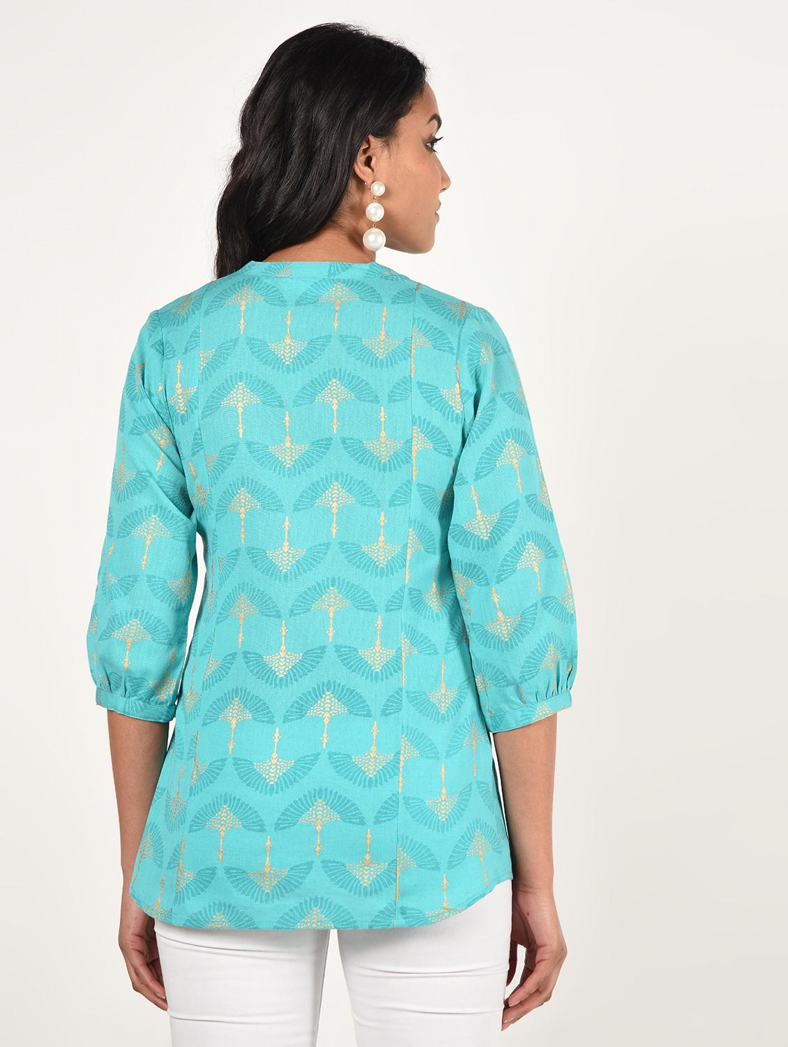 gold print straight kurti - 16738583 - Zoom Image - 3