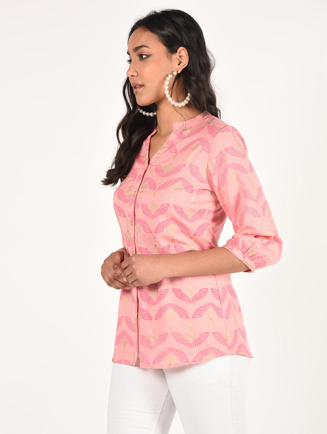 gold print straight kurti - 16738584 - Zoom Image - 2