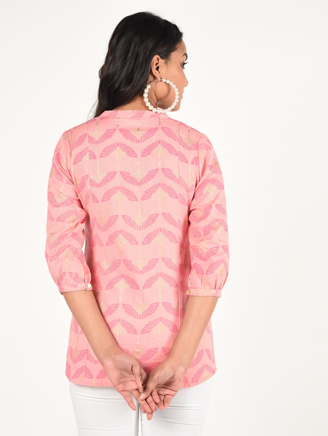 gold print straight kurti - 16738584 - Zoom Image - 3