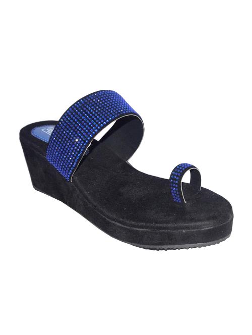 blue slip on wedges - 16738637 - Standard Image - 1