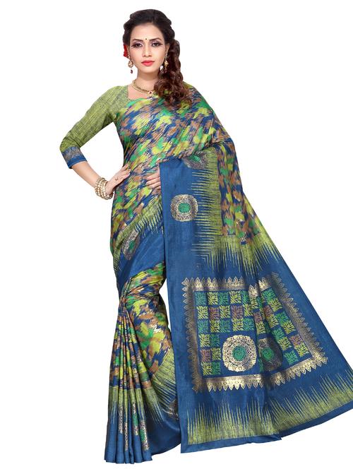 foil printed saree with blouse - 16738876 - Standard Image - 1
