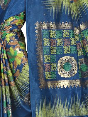 foil printed saree with blouse - 16738876 - Standard Image - 2