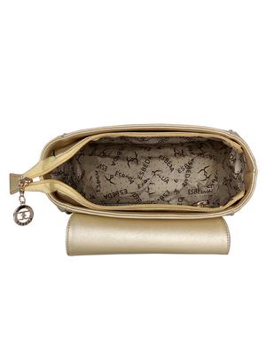 gold leatherette regular handbag - 16738908 - Standard Image - 3