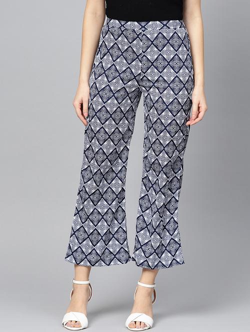 high rise printed straight palazzo - 16739162 - Standard Image - 1