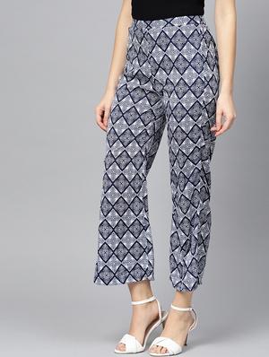 high rise printed straight palazzo - 16739162 - Standard Image - 2
