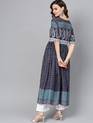 printed flared kurta - 16739181 - Standard Image - 3
