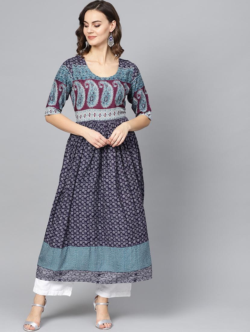printed flared kurta - 16739181 - Zoom Image - 1