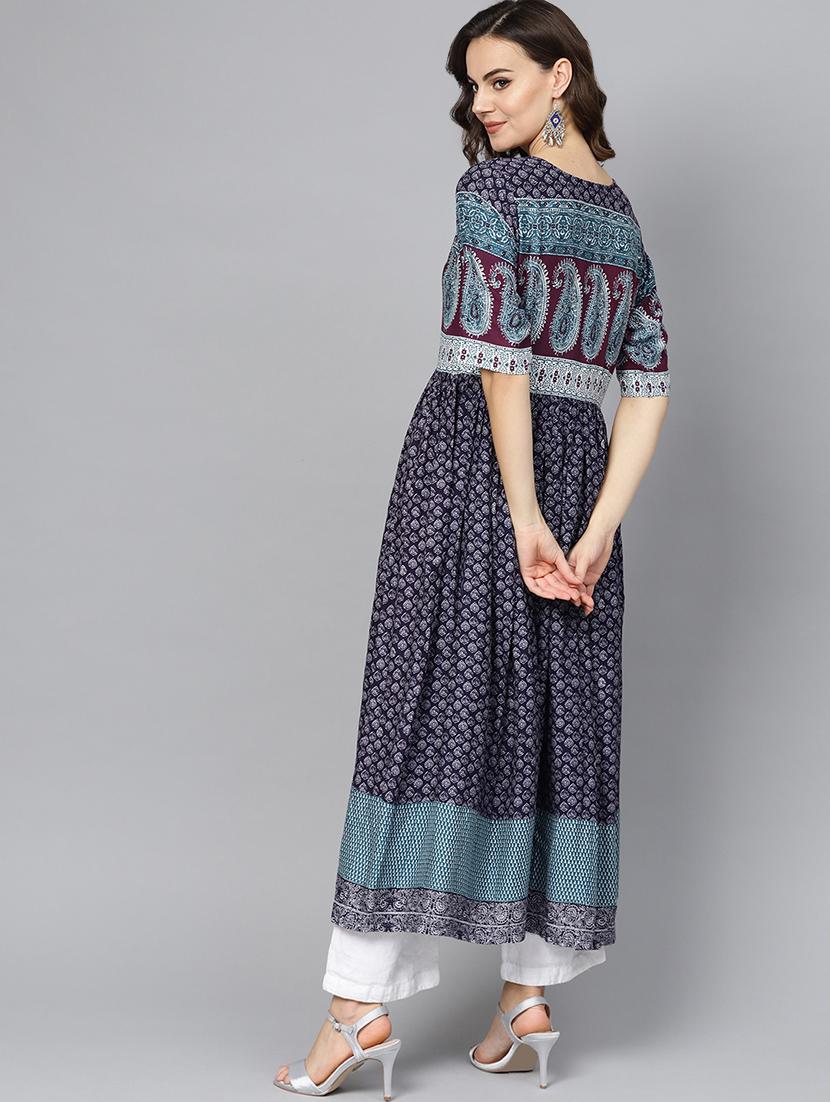 printed flared kurta - 16739181 - Zoom Image - 3