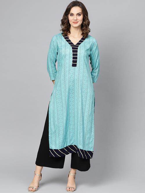 printed straight kurta - 16739183 - Standard Image - 1