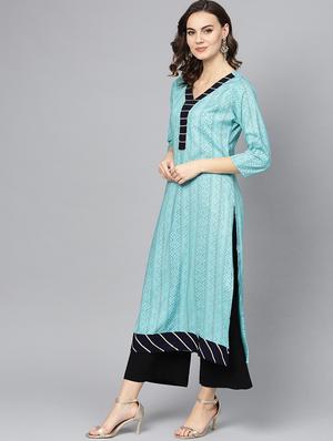 printed straight kurta - 16739183 - Standard Image - 2
