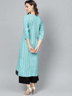 printed straight kurta - 16739183 - Standard Image - 3