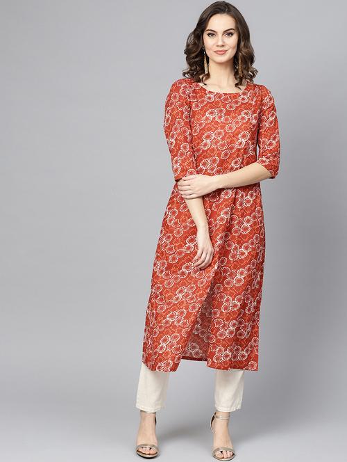 printed a-line kurta - 16739189 - Standard Image - 1