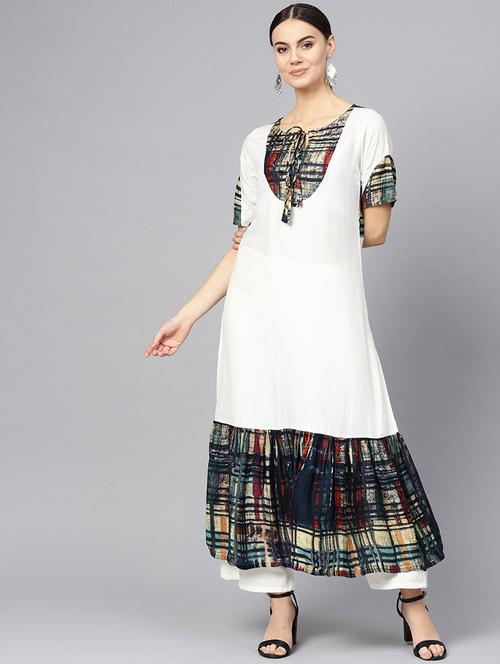ruffle a-line kurta - 16739195 - Standard Image - 1