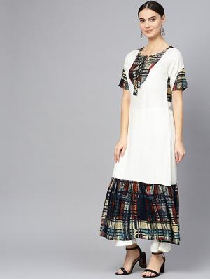 ruffle a-line kurta - 16739195 - Standard Image - 2