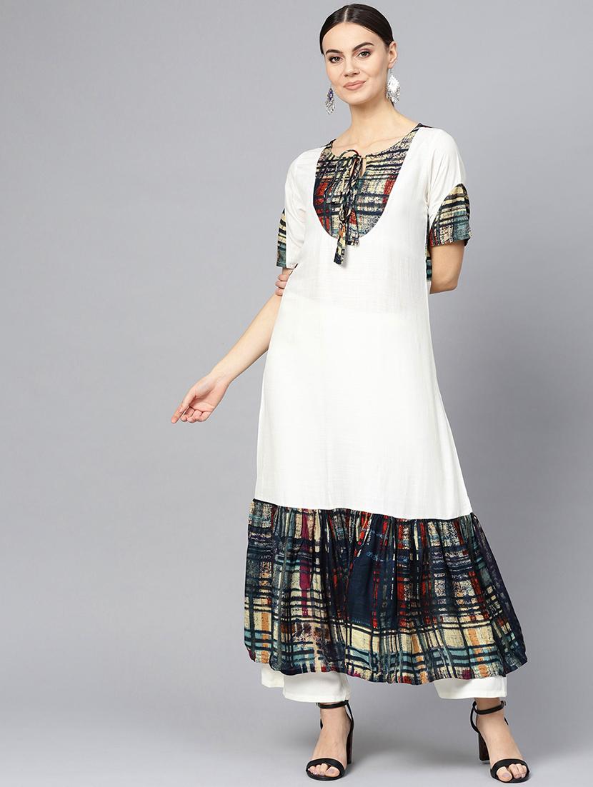 ruffle a-line kurta - 16739195 - Zoom Image - 1