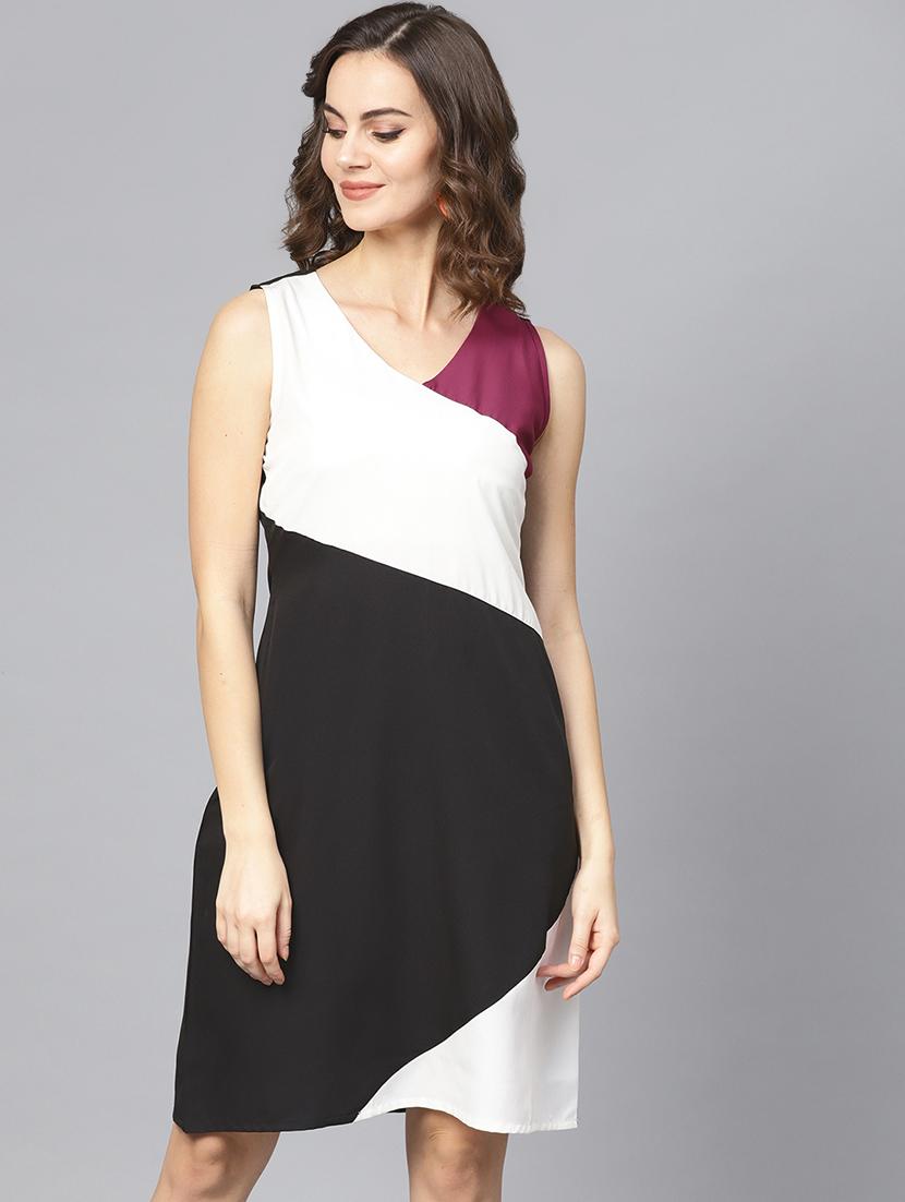 v neck color block sheath dress - 16739197 - Zoom Image - 1