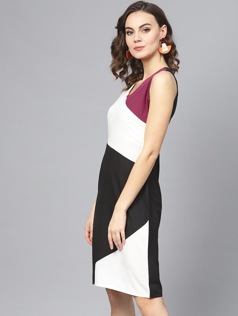 v neck color block sheath dress - 16739197 - Zoom Image - 2