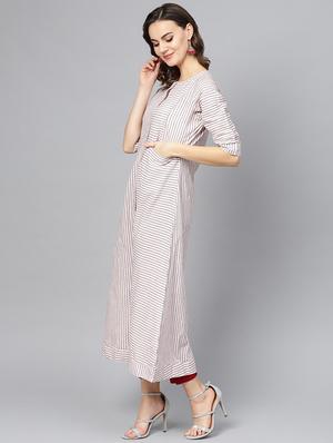 striped a-line kurta - 16739199 - Standard Image - 2