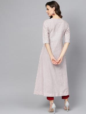 striped a-line kurta - 16739199 - Standard Image - 3