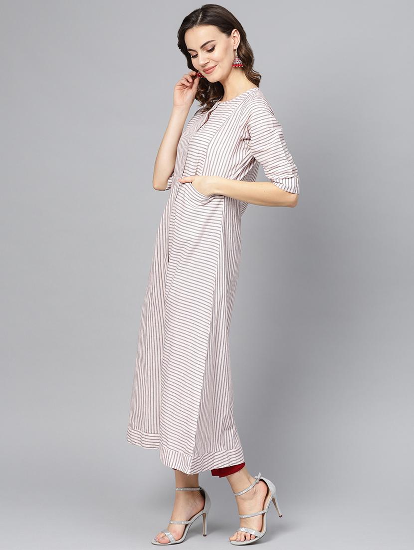 striped a-line kurta - 16739199 - Zoom Image - 2