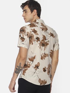 beige floral printed casual shirt - 16739201 - Standard Image - 3