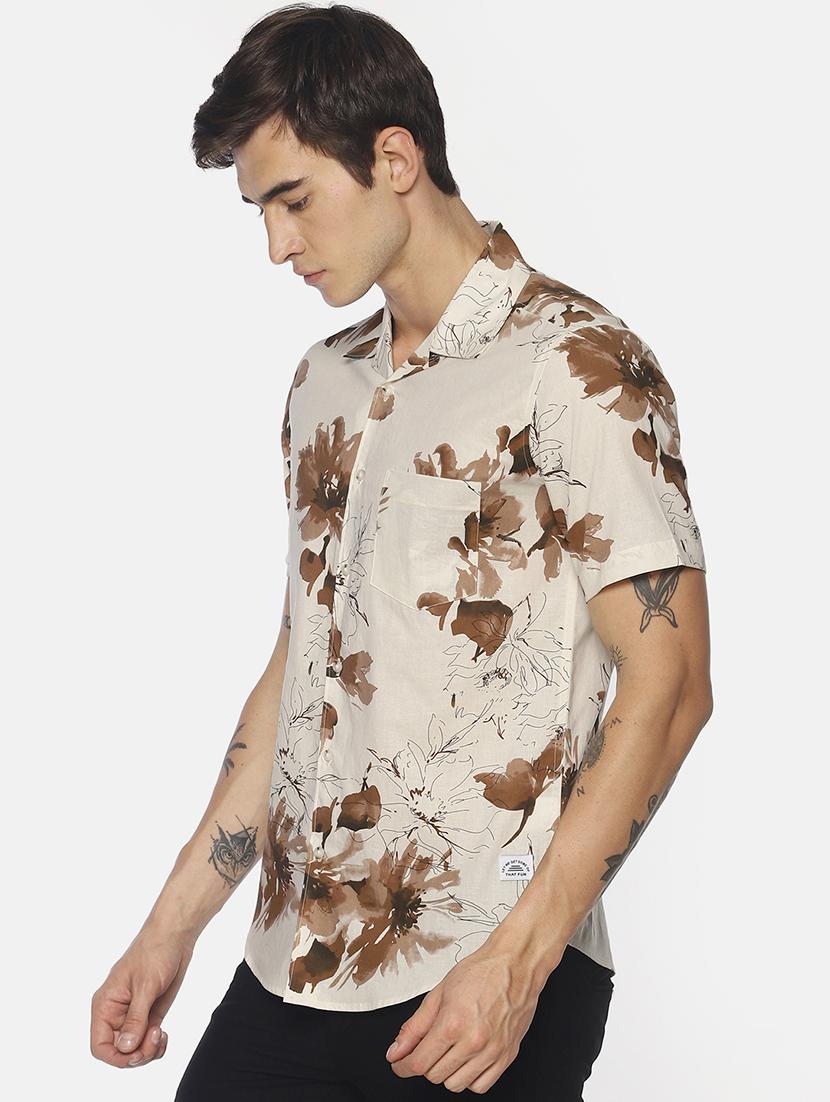 beige floral printed casual shirt - 16739201 - Zoom Image - 2