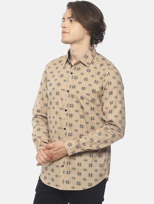 beige printed casual shirt - 16739207 - Standard Image - 2