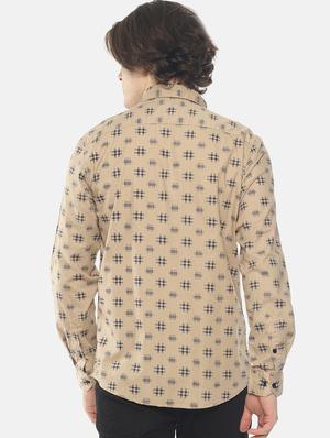 beige printed casual shirt - 16739207 - Standard Image - 3