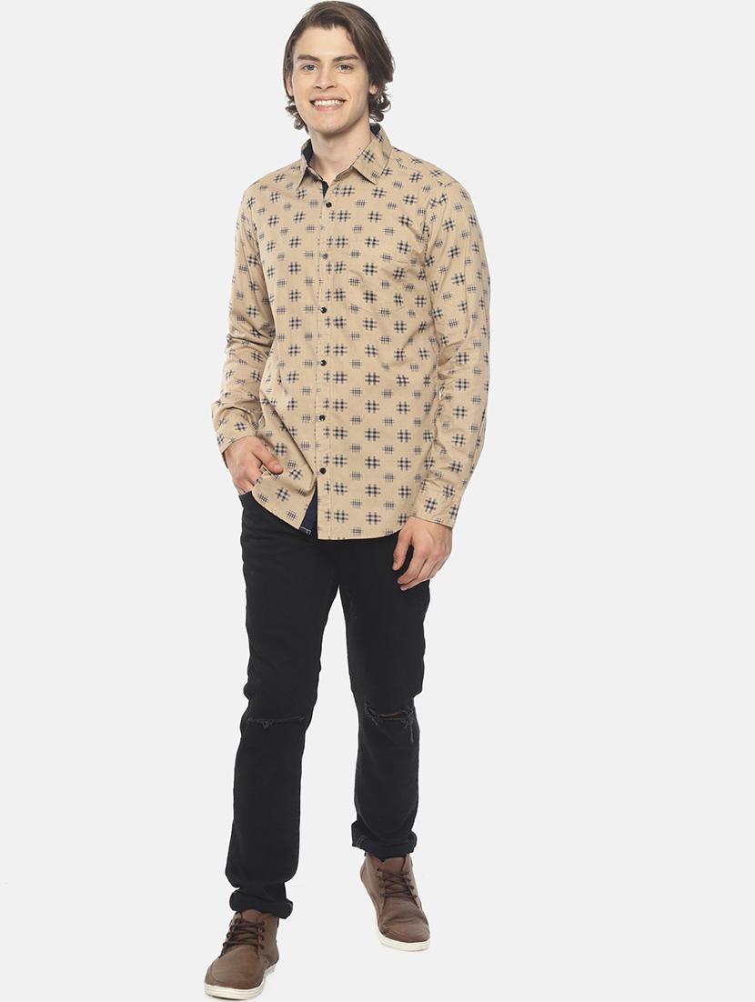 beige printed casual shirt - 16739207 - Zoom Image - 4