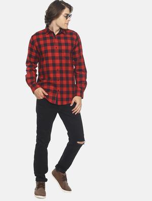red checkered casual shirt - 16739212 - Standard Image - 4
