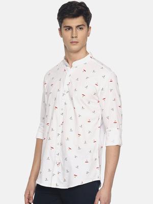 white printed casual shirt - 16739217 - Standard Image - 2