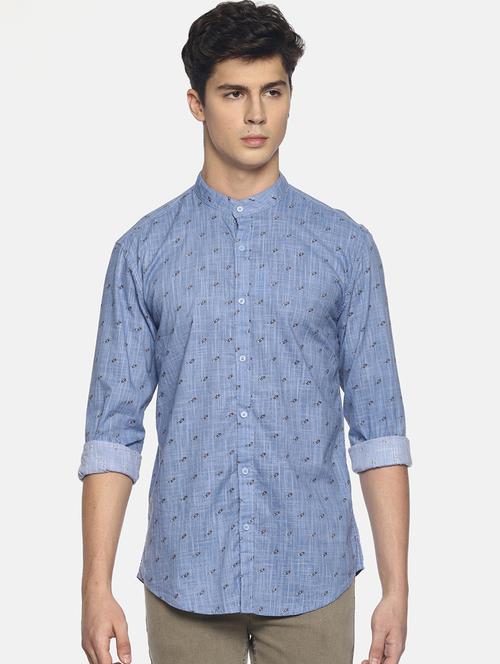 blue printed casual shirt - 16739220 - Standard Image - 1