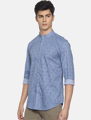 blue printed casual shirt - 16739220 - Standard Image - 2