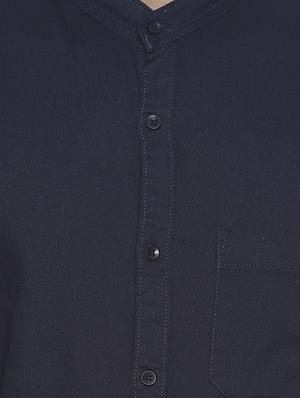 navy blue solid casual shirt - 16739225 - Standard Image - 5