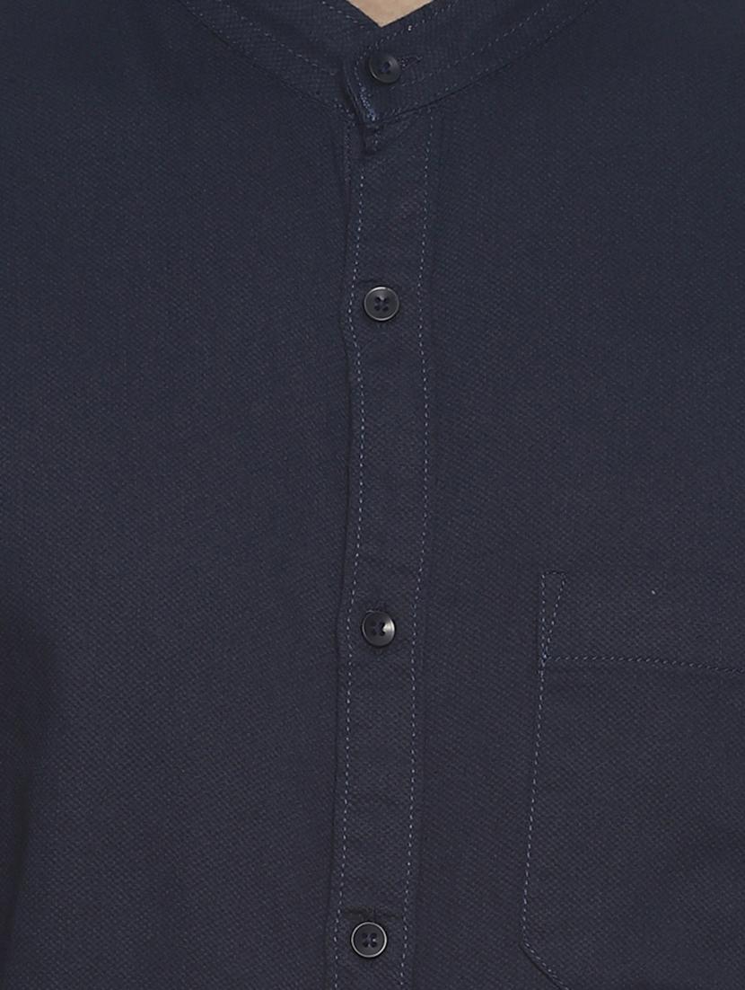 navy blue solid casual shirt - 16739225 - Zoom Image - 5