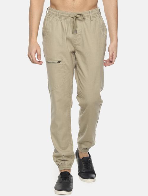 beige solid jogger - 16739229 - Standard Image - 1