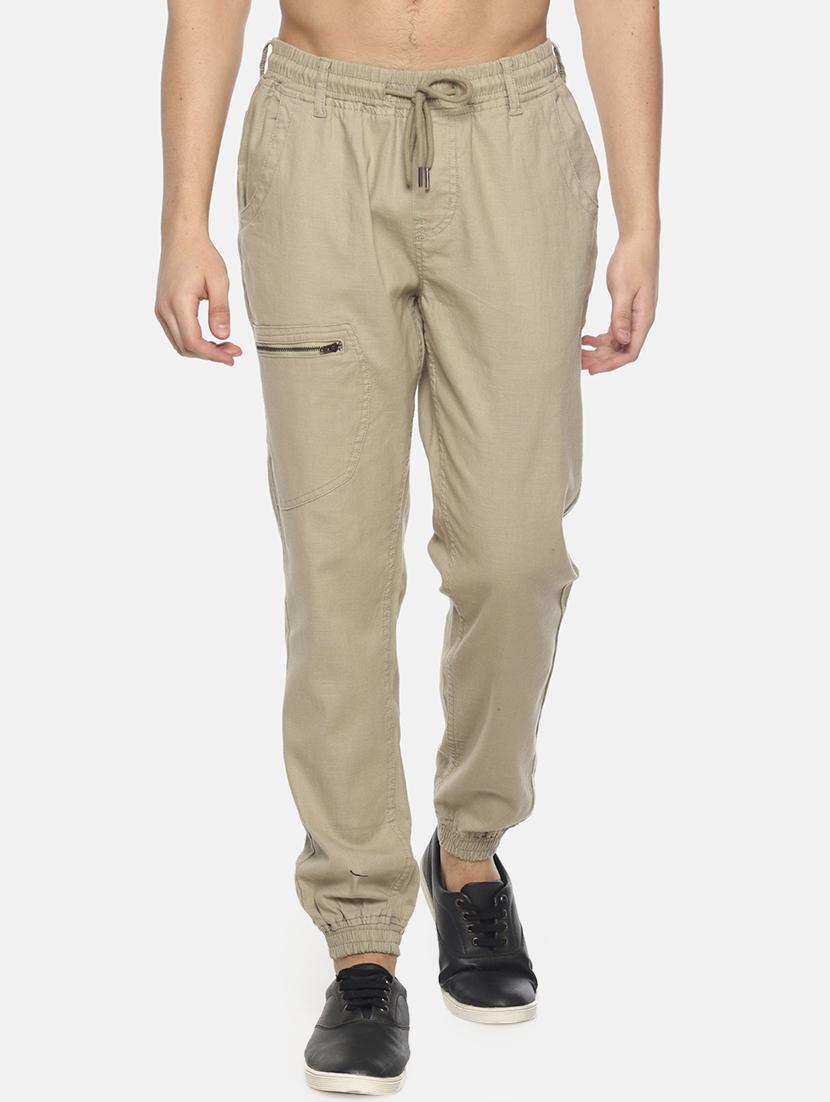 beige solid jogger - 16739229 - Zoom Image - 1