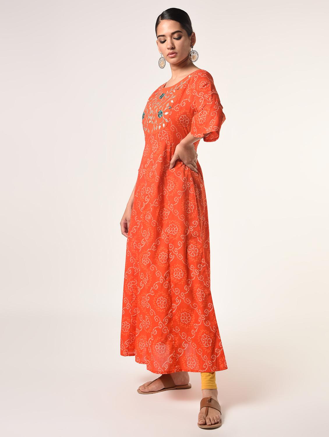 bandhani print anarkali kurta - 16739394 - Zoom Image - 2